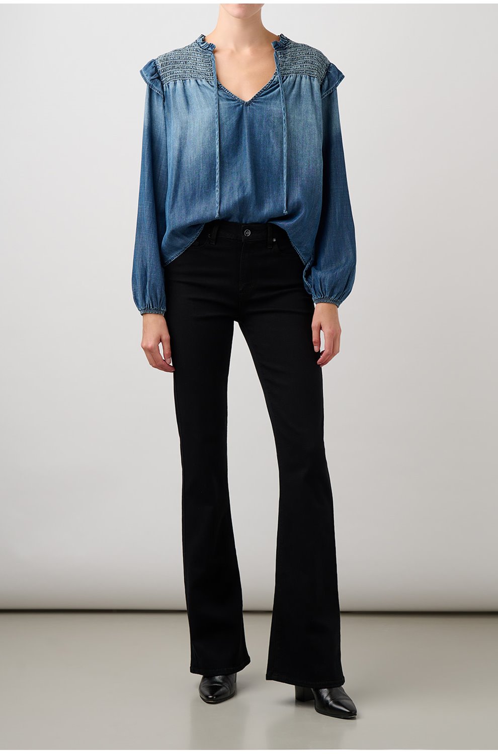 High Rise Laurel Canyon Bootcut Jean in Black Shadow