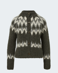 Christina Fairisle Cardigan in Green Shadow