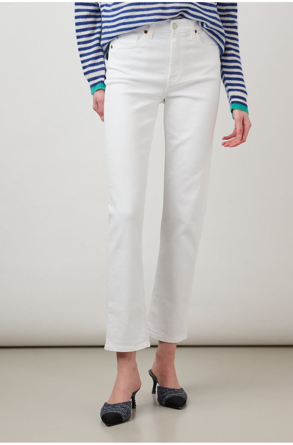 Saige High Rise Straight Jean in Authentic White