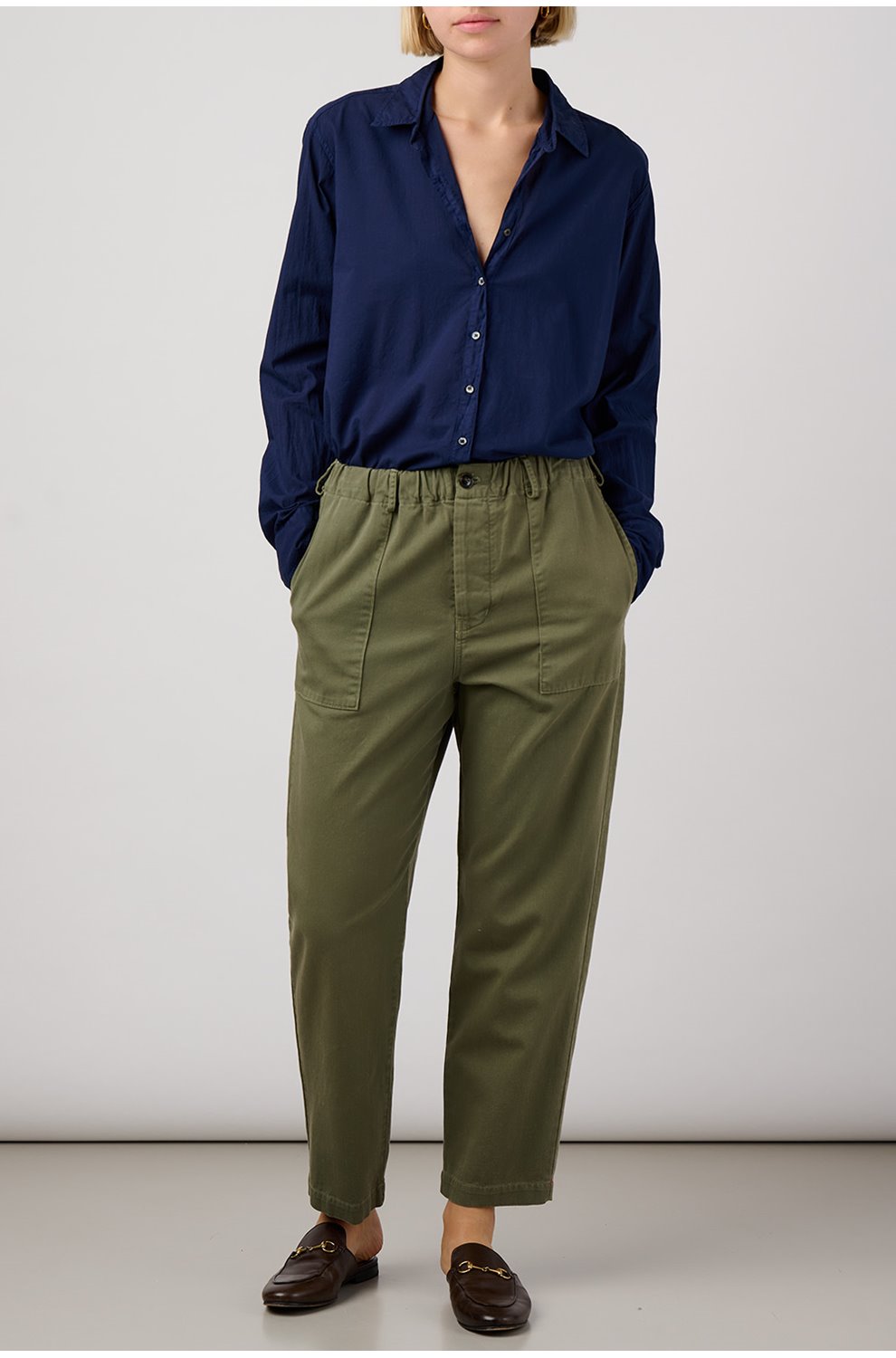Beau Poplin Shirt in Navy