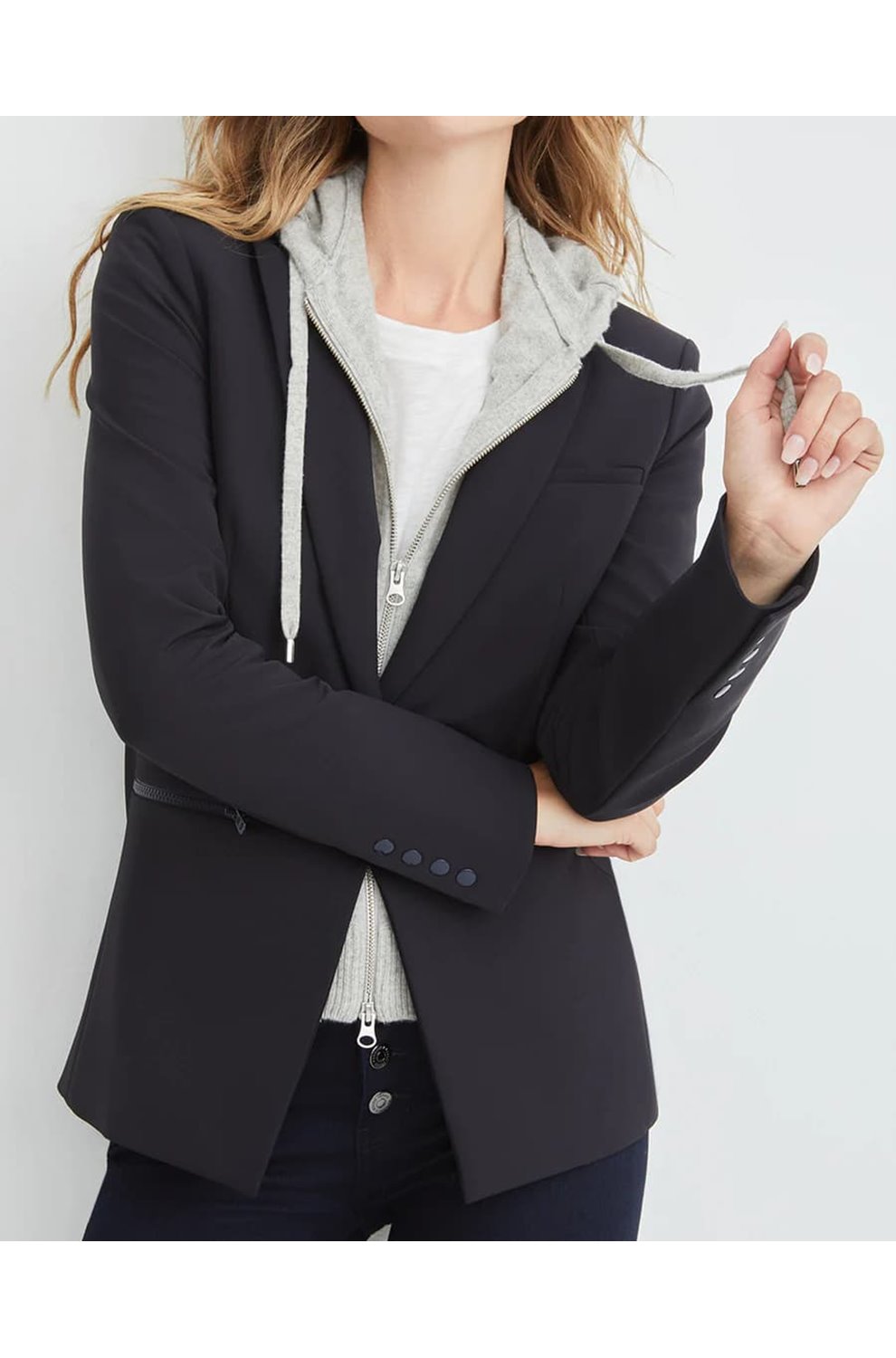 Cashmere Hoodie Dickey in Heather Grey