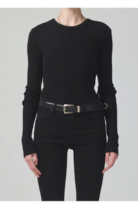 Bina Crew Neck Top in Black