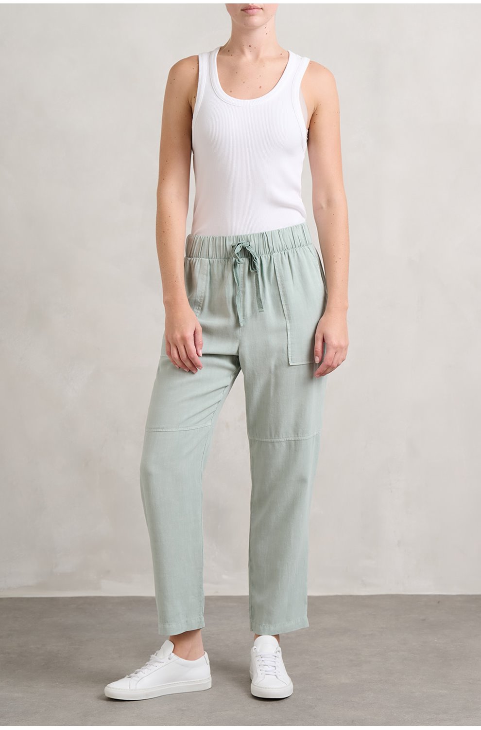 Utility Tie Waist Trouser in Oasis Green
