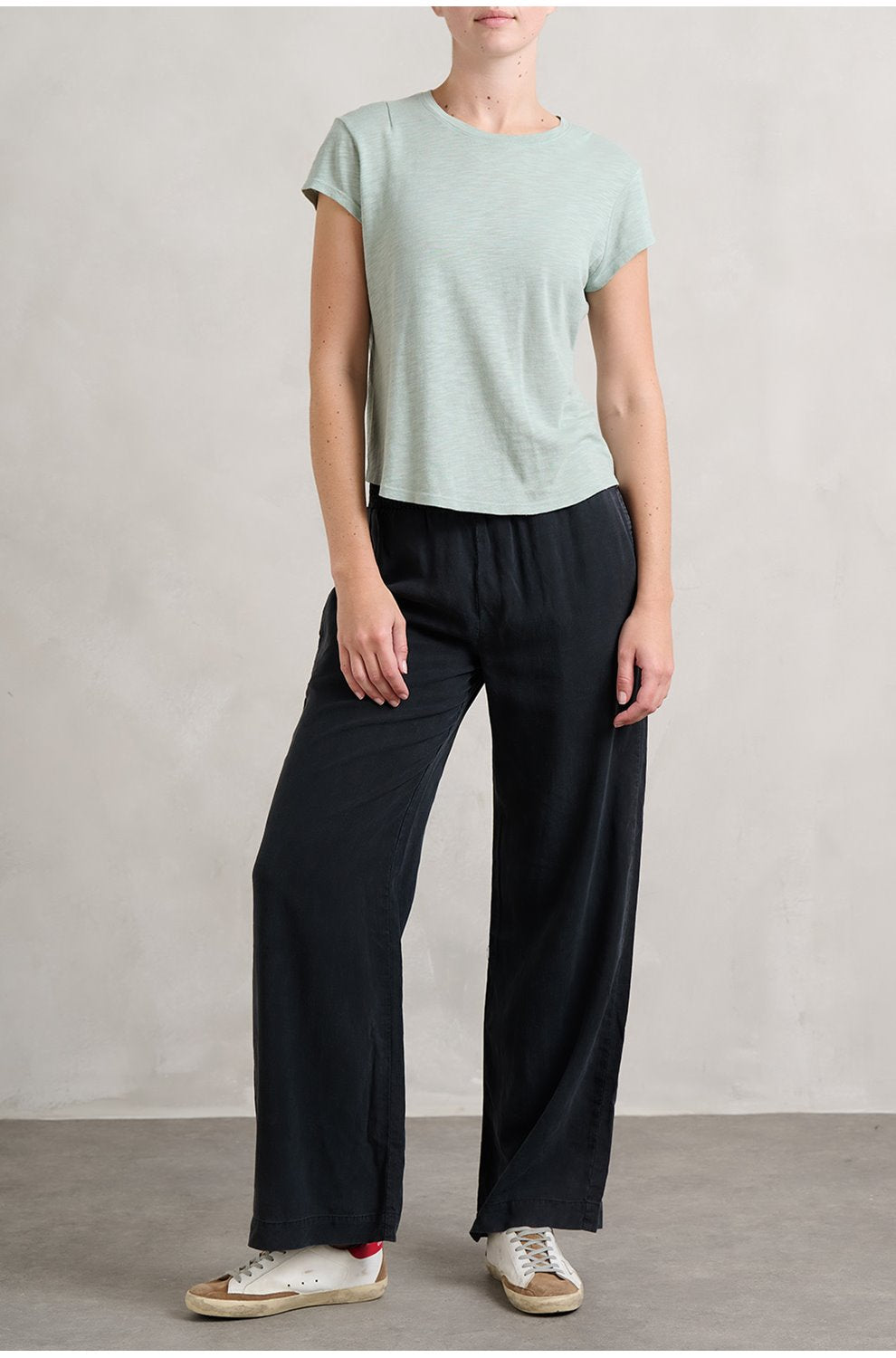Smocked Waist Wide Pant in Vintage Black