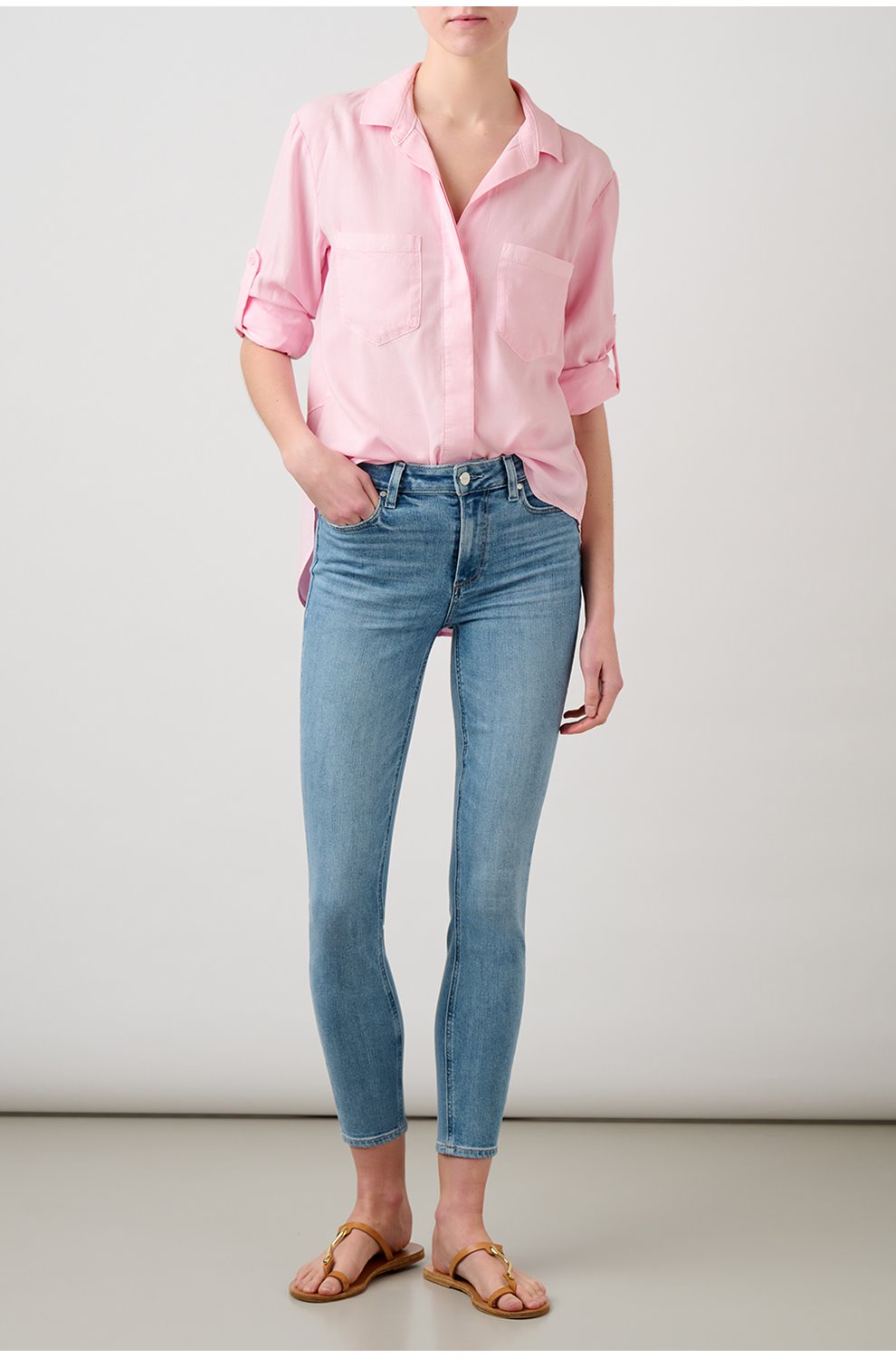 Split Back Button Down Shirt in Pink Daquiri