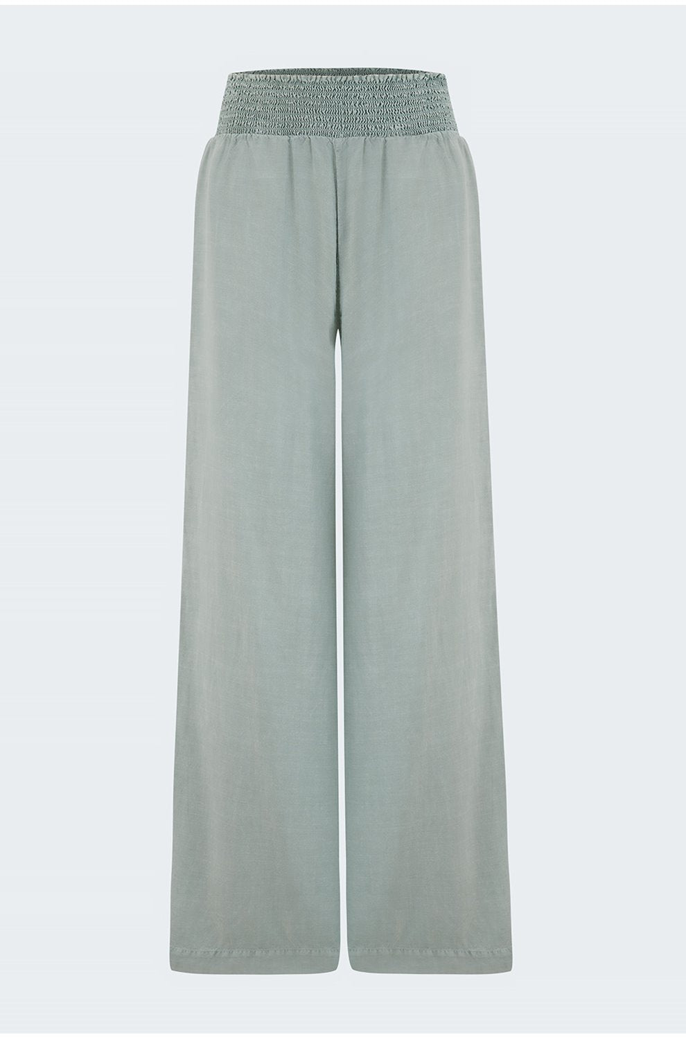 Smocked Waist Wide Trouser in Oasis Green