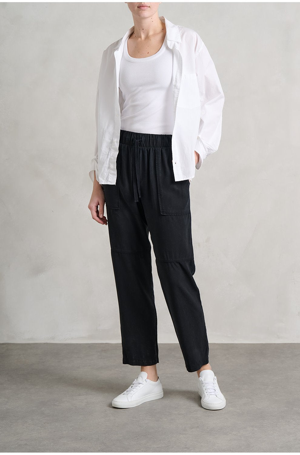 Utility Tie Waist Trouser in Vintage Black