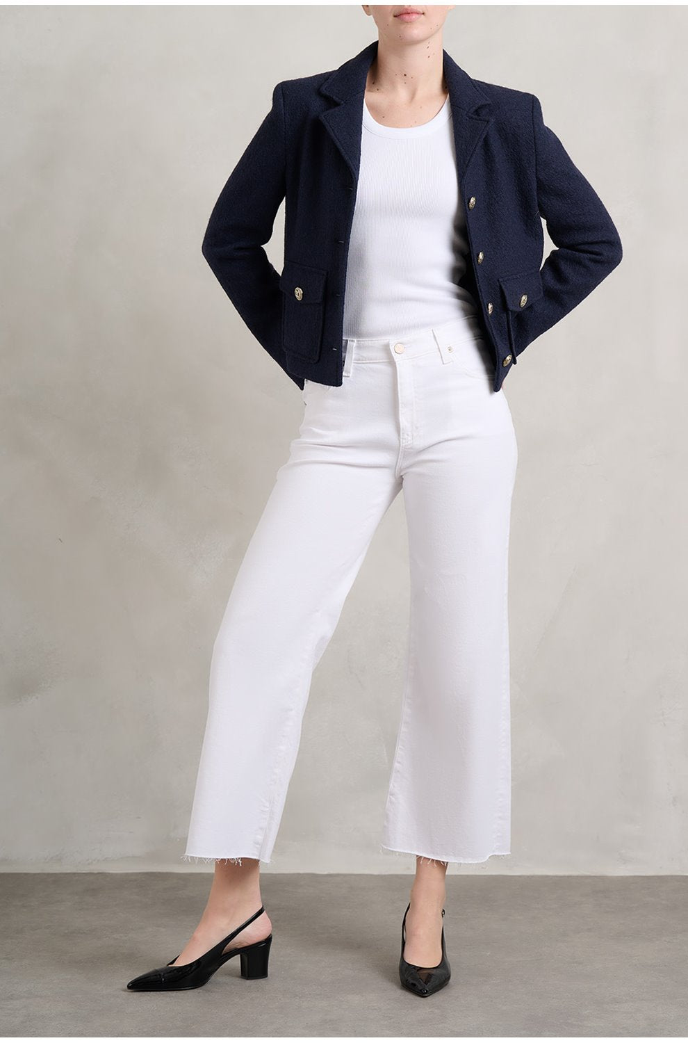 Saige Wide Leg Crop in Modern White