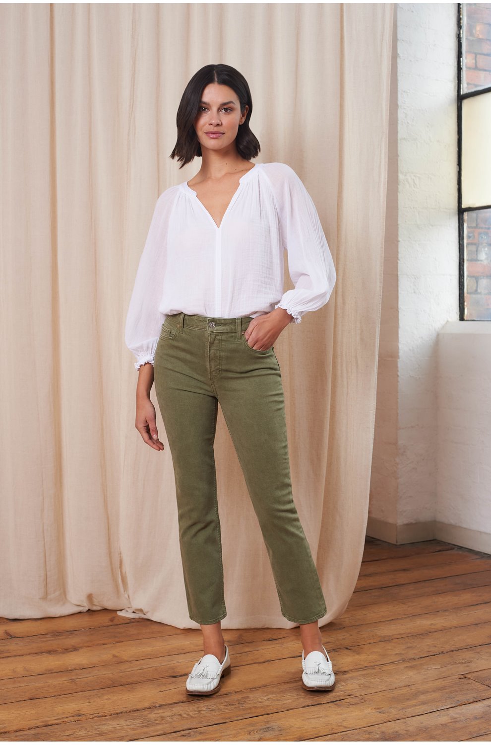 Cindy Crop in Vintage Mossy Green