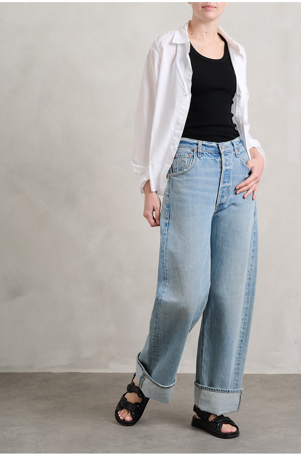 Ayla Baggy Cuffed Crop in Skylight