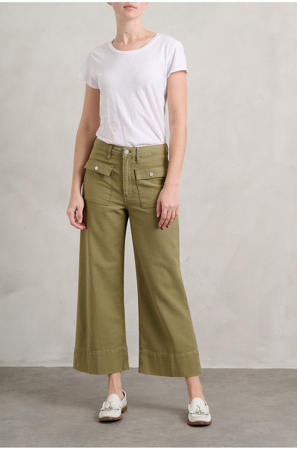 70's Patch Pocket Straight Crop in Washed Summer Sage