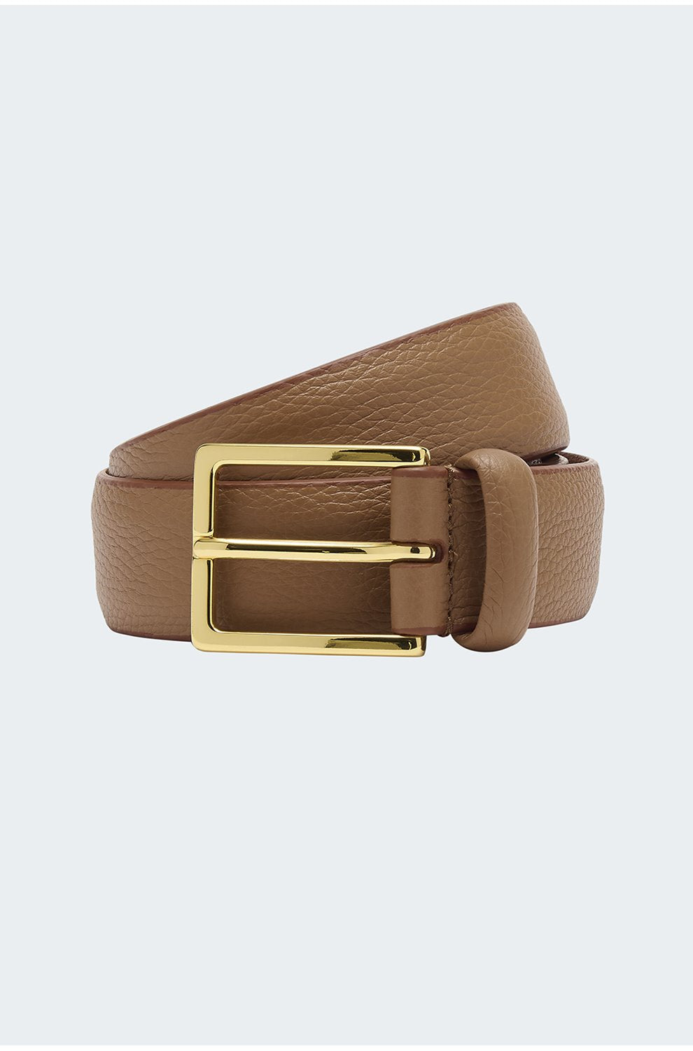 Plain Hermes Square Buckle Belt in Tan