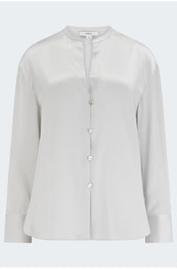 Band Collar Blouse in Salt Glass
