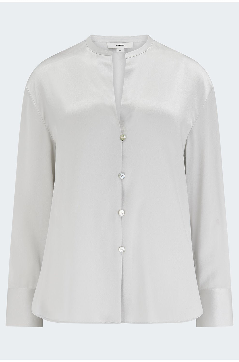 Band Collar Blouse in Salt Glass