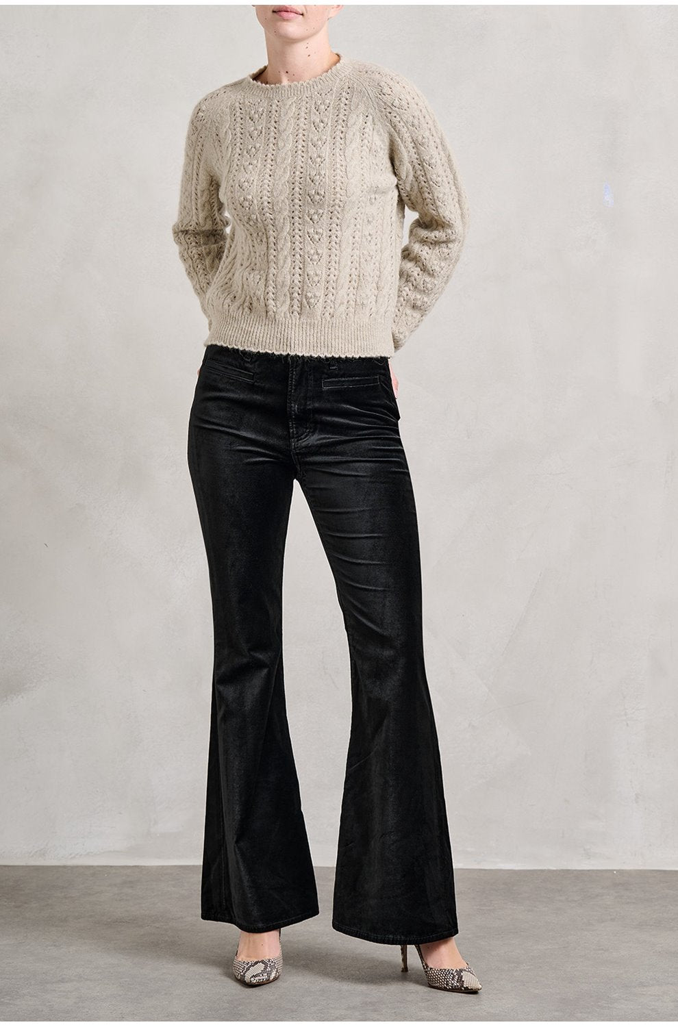Lilah High Rise Bootcut in Black Velvet