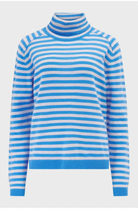 Narrow Stripe Roll Collar in Sky Fog