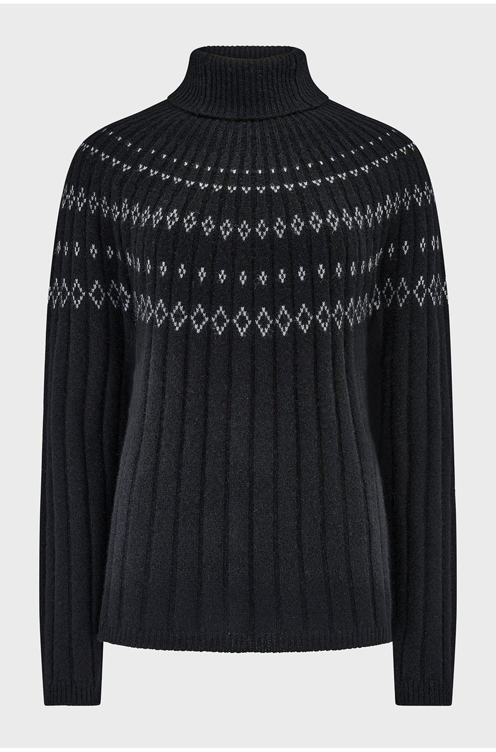 Rib Ski Roll Neck in Black