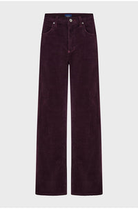 Annina High Rise Wide Leg in Bordeaux Cord