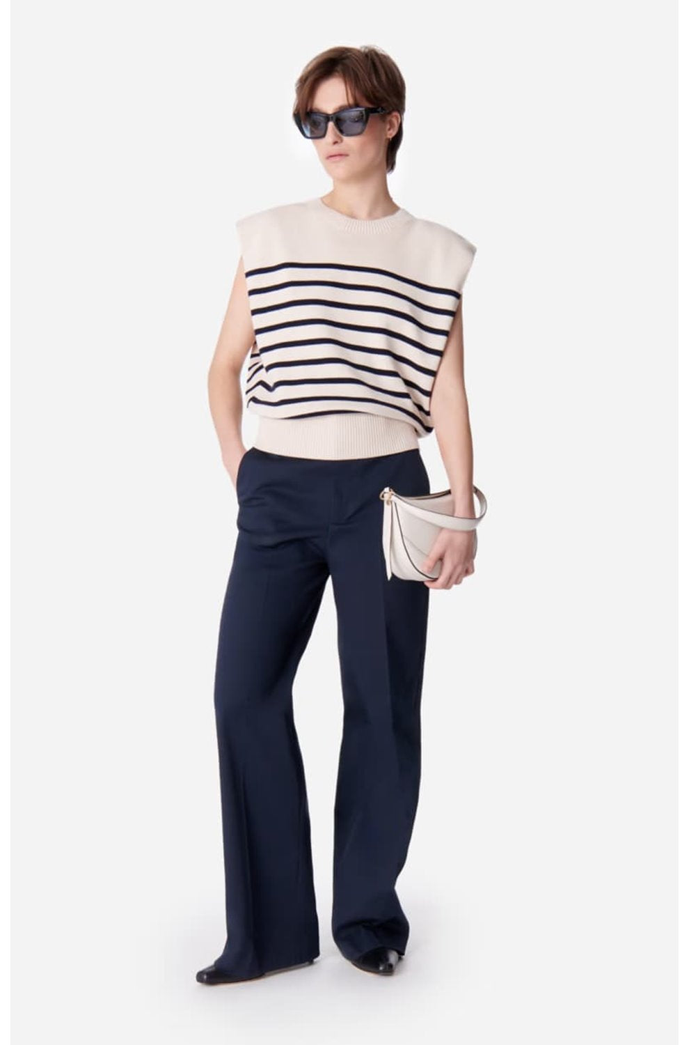 Cassandra Sleeveless Sweater in Ecru Marine