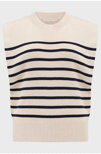 Cassandra Sleeveless Sweater in Ecru Marine