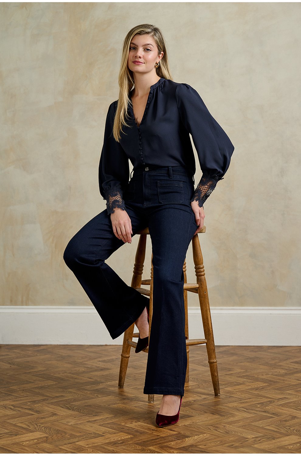 Leenah Wide Jean in Marieta with Patch Pockets