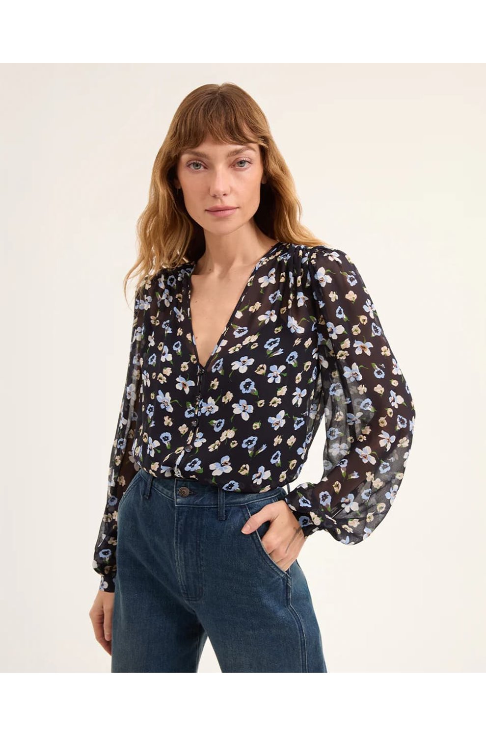 Alec Floral Blouse in Black Multi