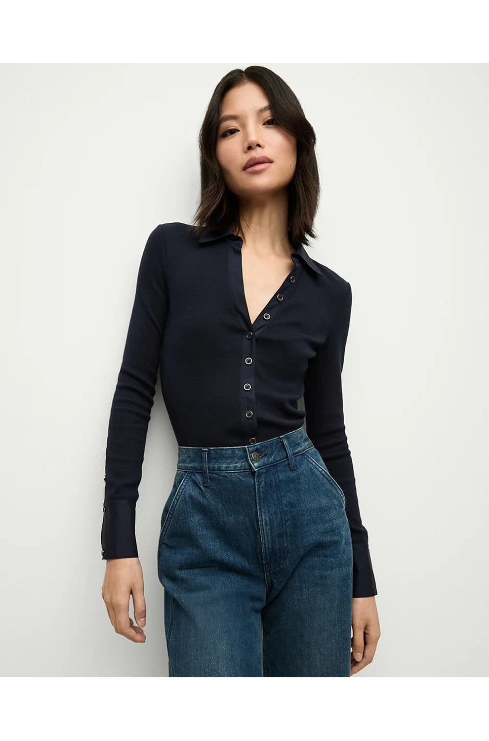 Scottie Long Sleeve Top in Navy