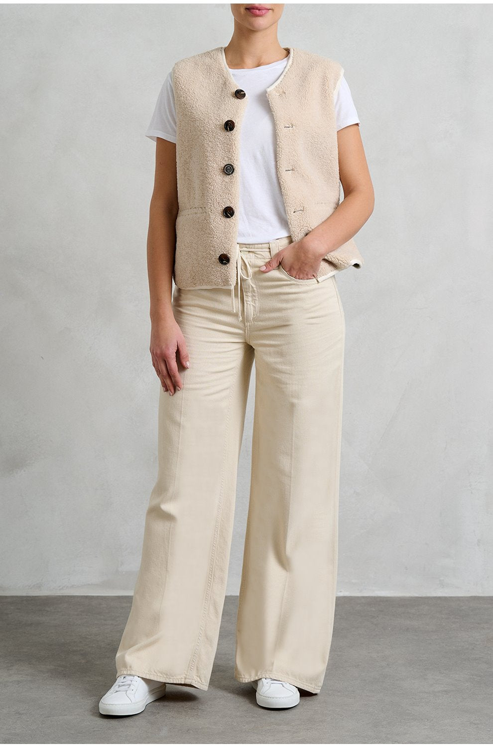 Zoey 31" Wide Leg in Butter Ecru
