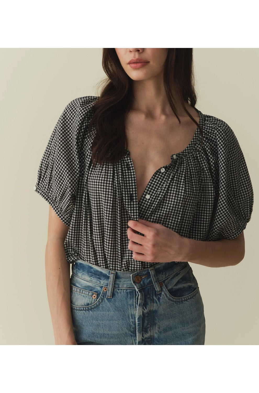June Top in La Maddalena Gingham