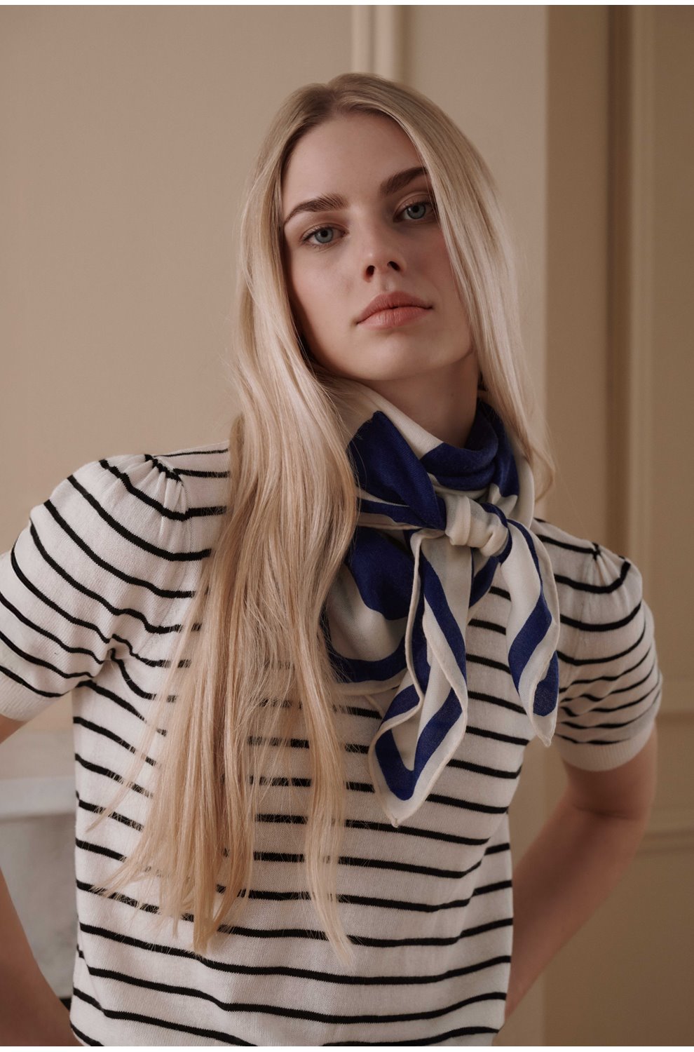 The Gathered Sweater in Cream Multi