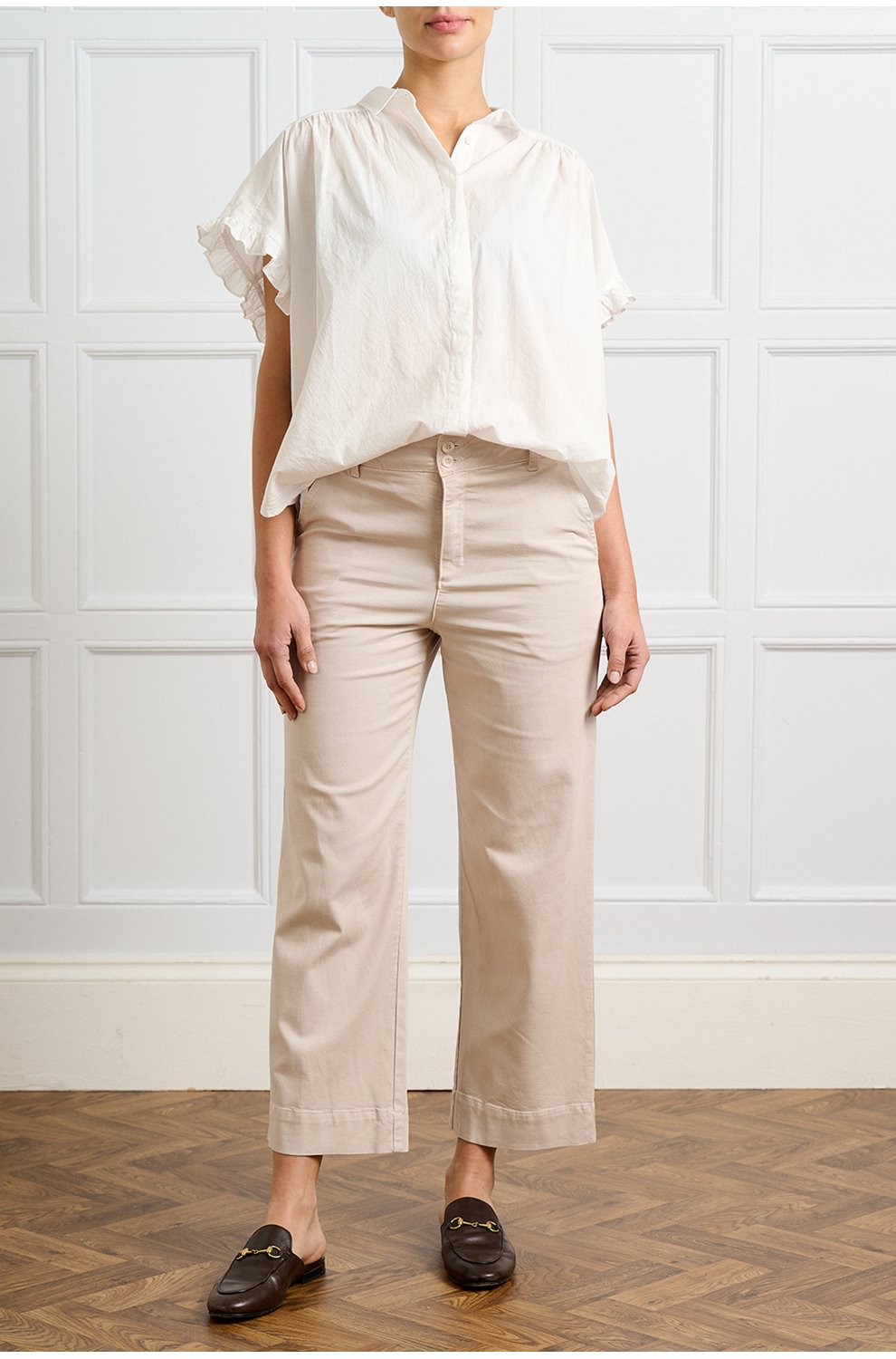 Saige Wide Leg Trouser in Coastal Stone