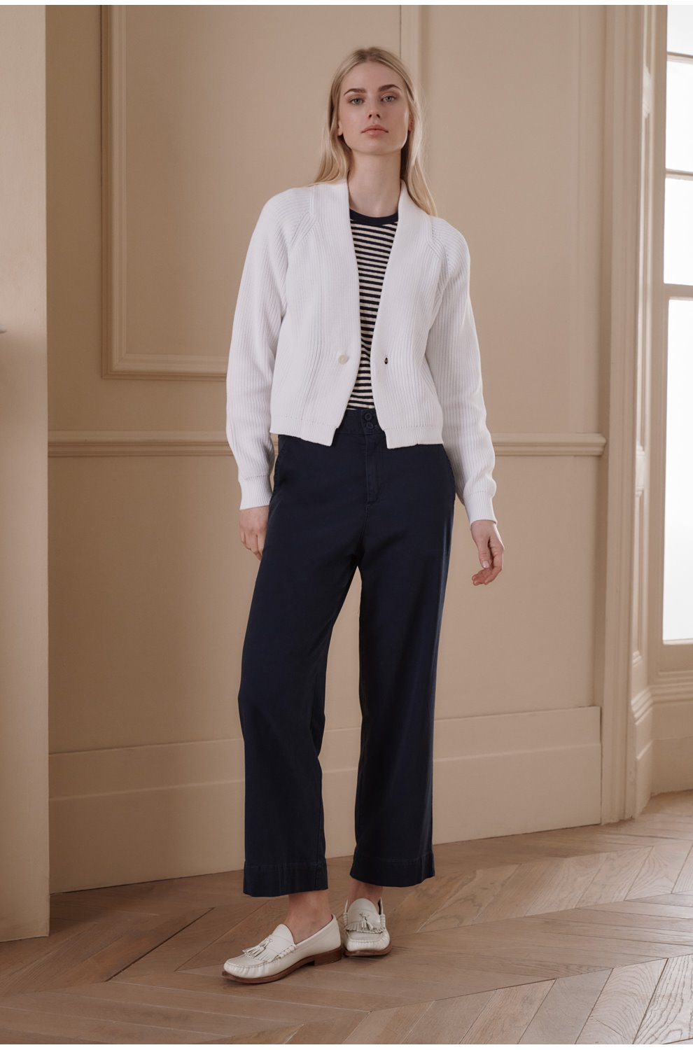 Saige Wide Leg Trouser in Harbour Navy