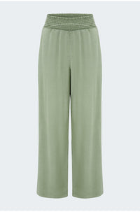 Smocked Waist Wide Pant in Olive Grove