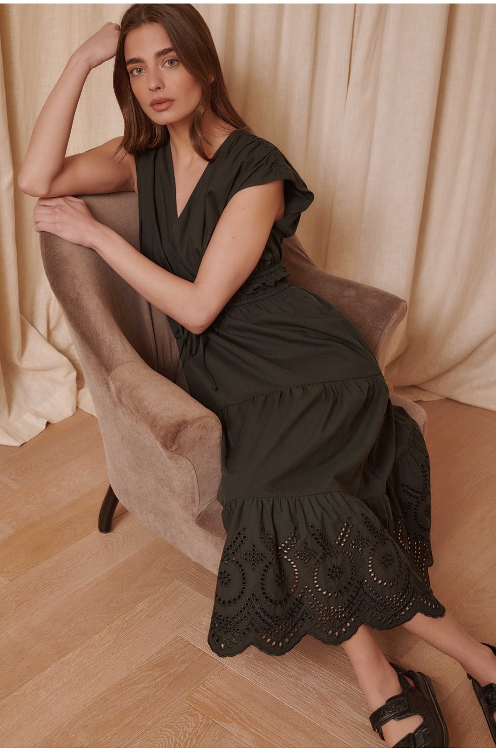 Lucia Dress in Black Eyelet