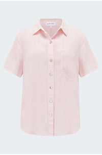 Short Sleeve Pocket Button Down in Petal Pink