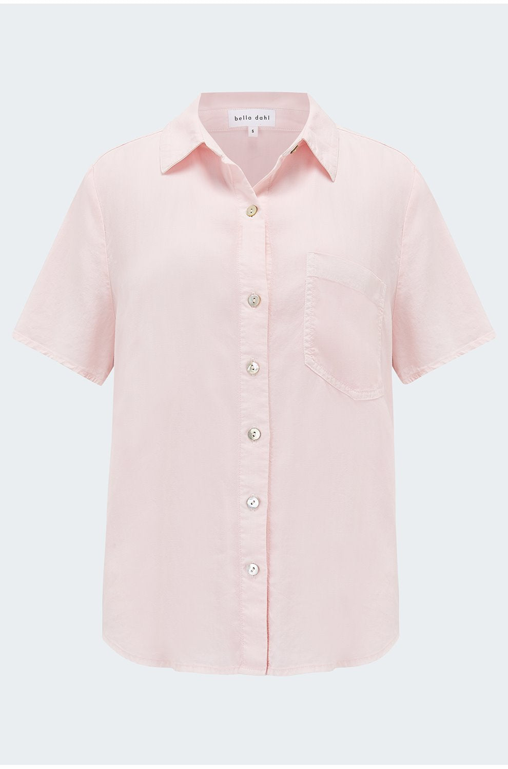 Short Sleeve Pocket Button Down in Petal Pink