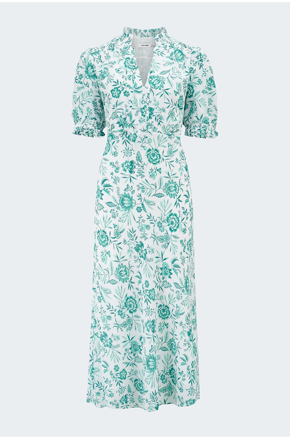 Irina Dress in Green Palm Floral