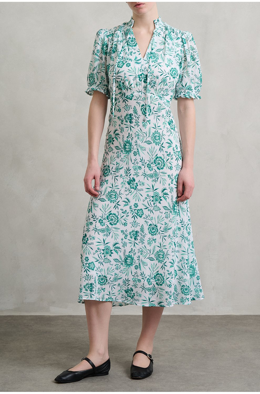 Irina Dress in Green Palm Floral