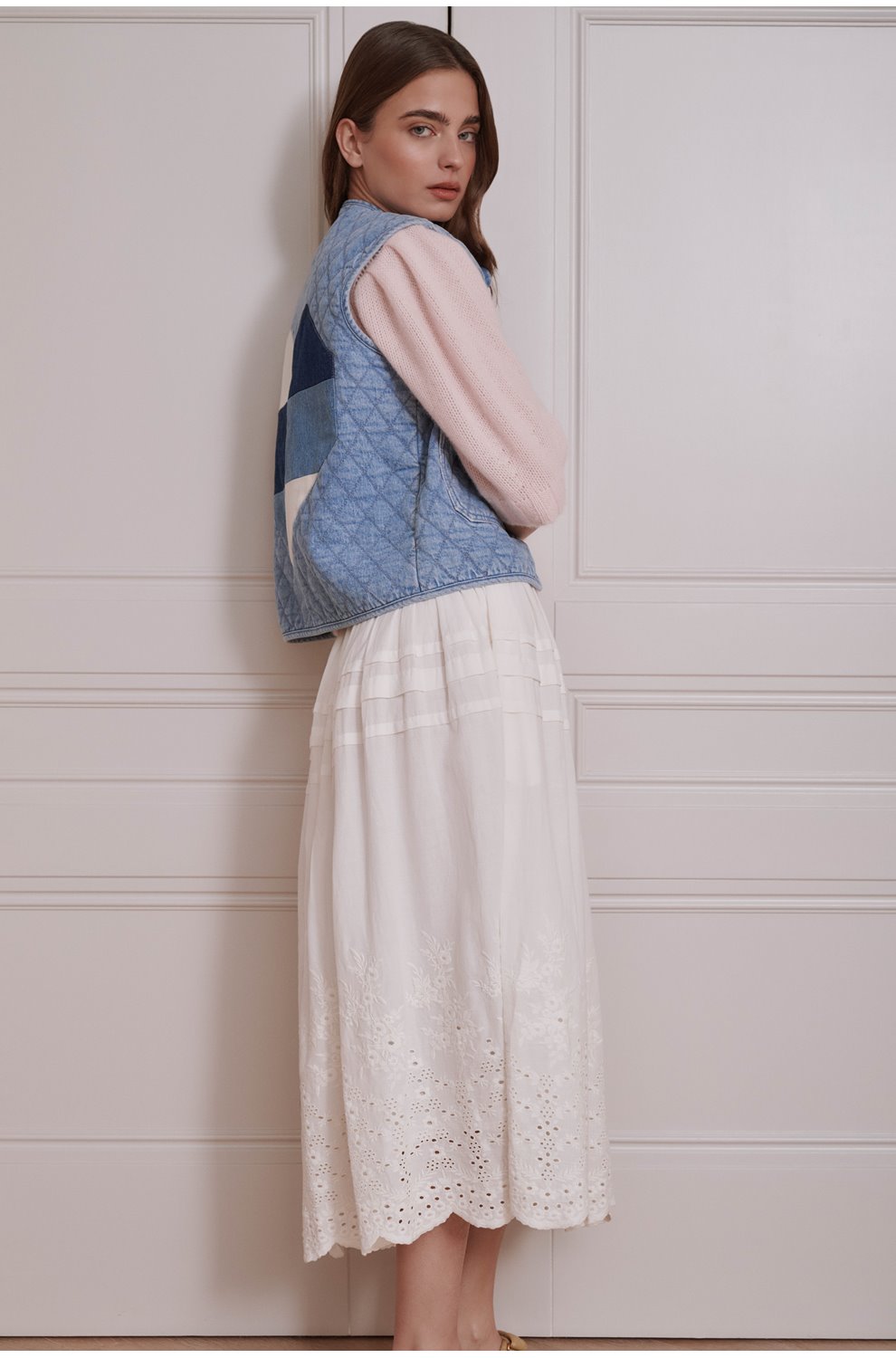 Leonie Skirt in White Eyelet