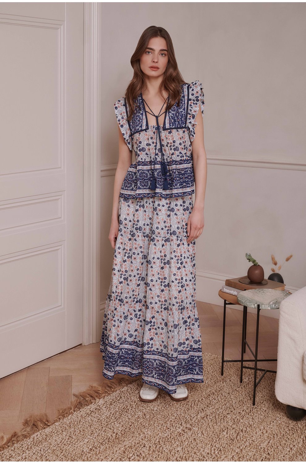 Paola Skirt in Navy Floral