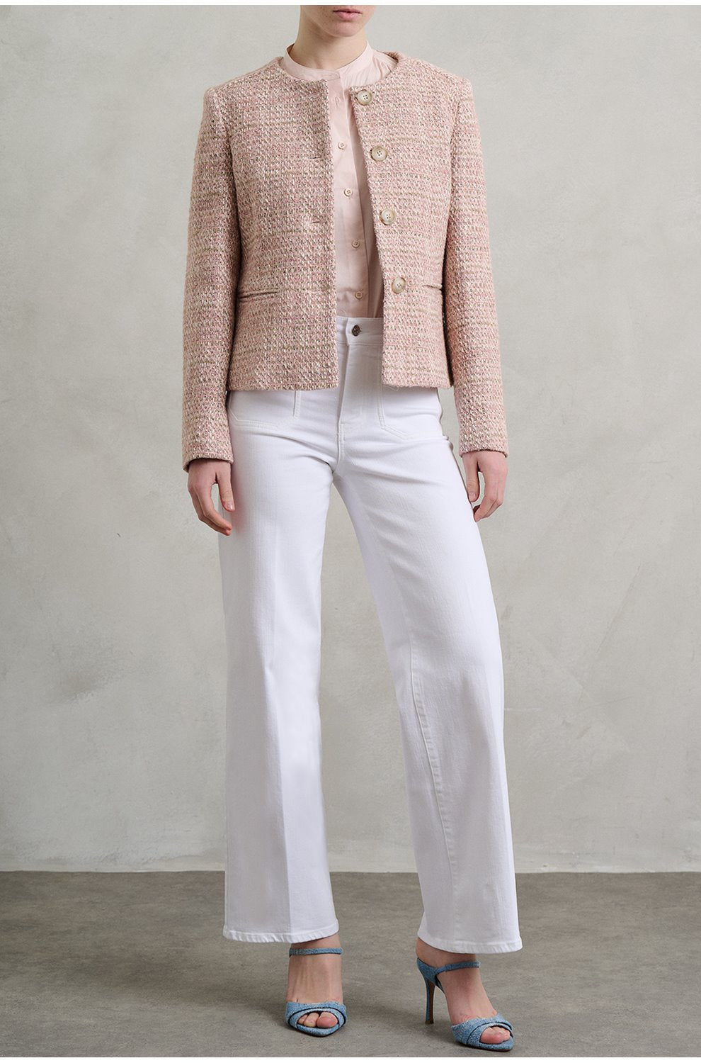 Judy Tweed Jacket in Bianco Rosa