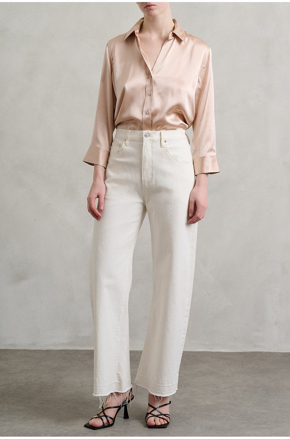 Arellia Ankle Barrel Leg in Tonal Ecru