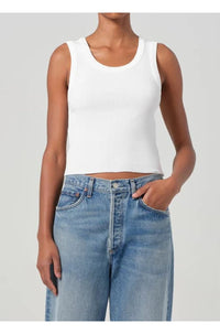Shrunken Poppy Tank in White