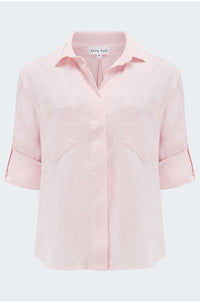 Split Back Button Down Shirt in Petal Pink