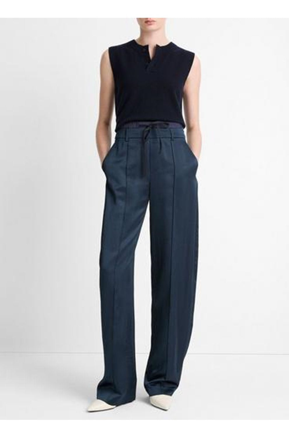 Double Waistband Drawstring Pant in Coastal