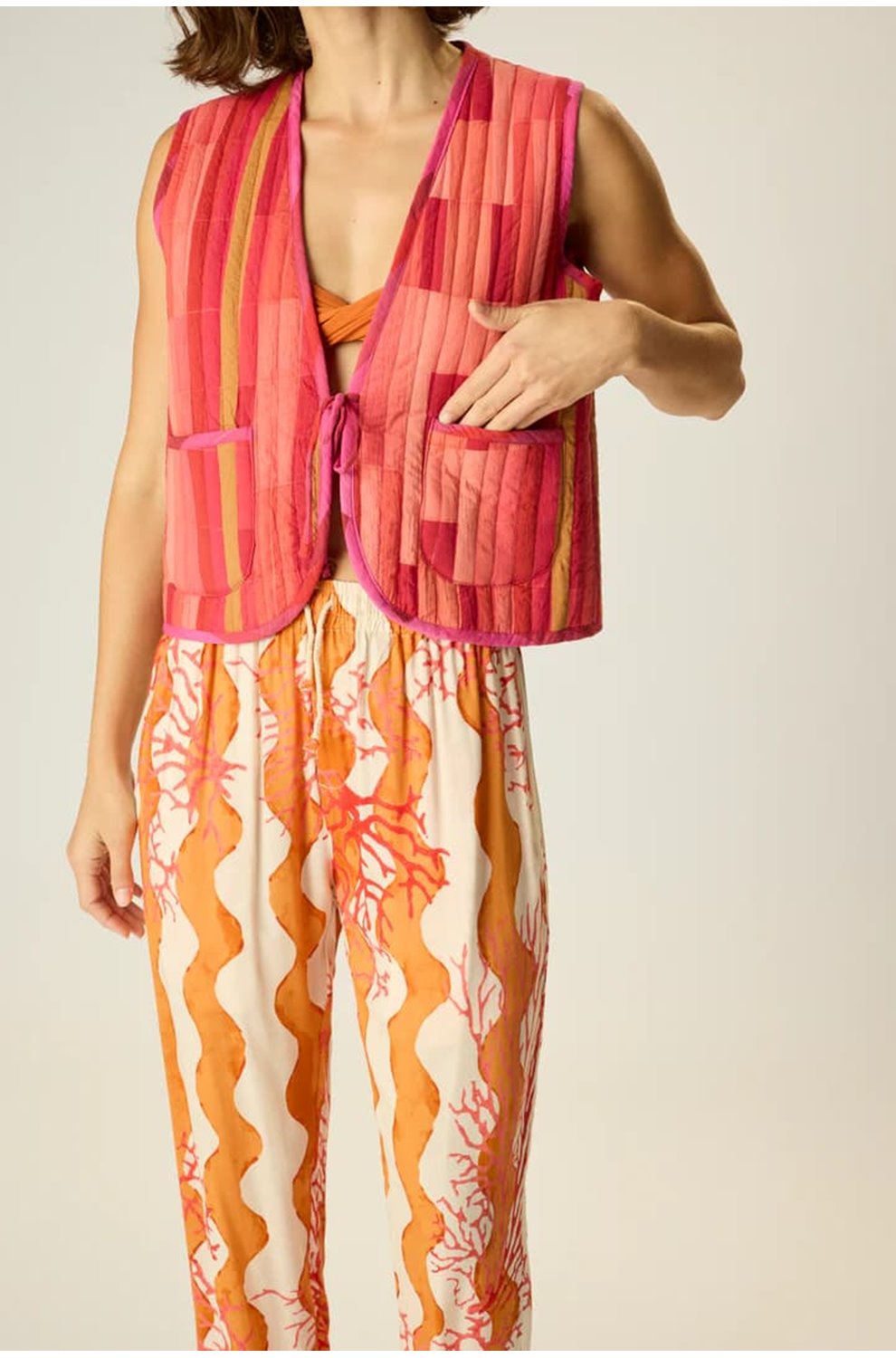 Felicity Vest in Sea Glass Coral