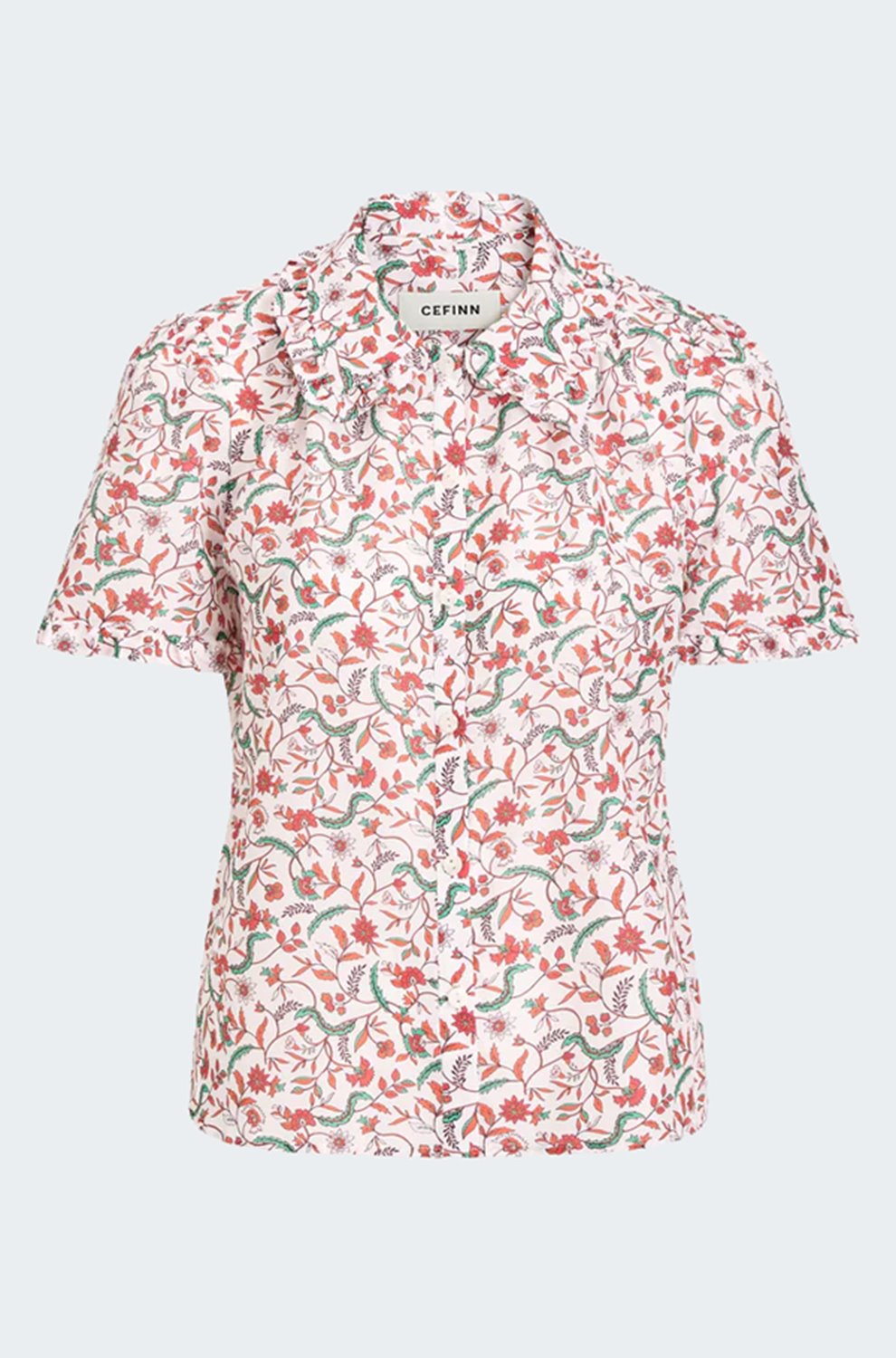 Kitty Blouse in Red Trailing Feather Print