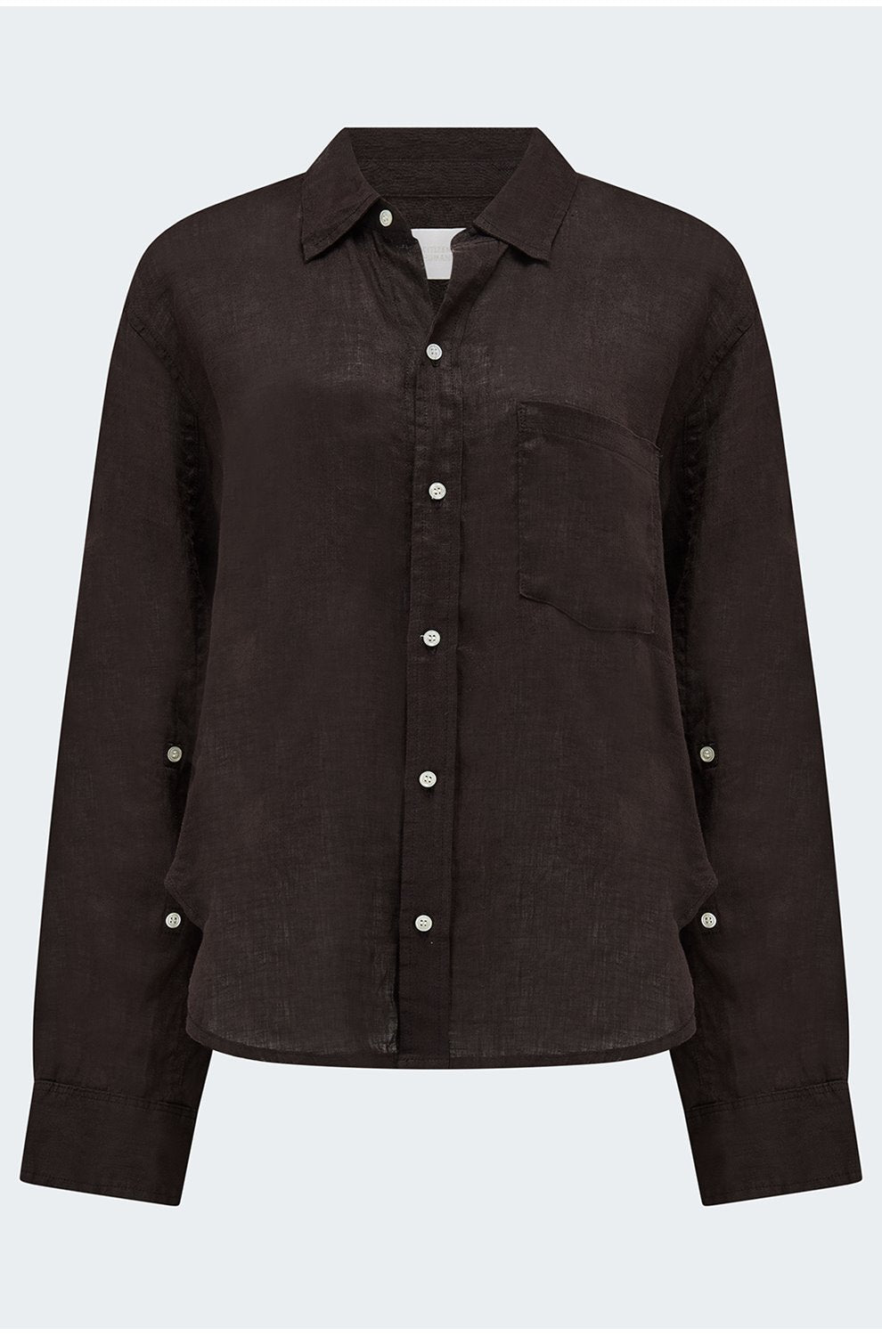 Kayla Shrunken Linen Shirt in Chocolate