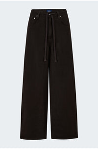 Brynn Drawstring Linen Trouser in Chocolate