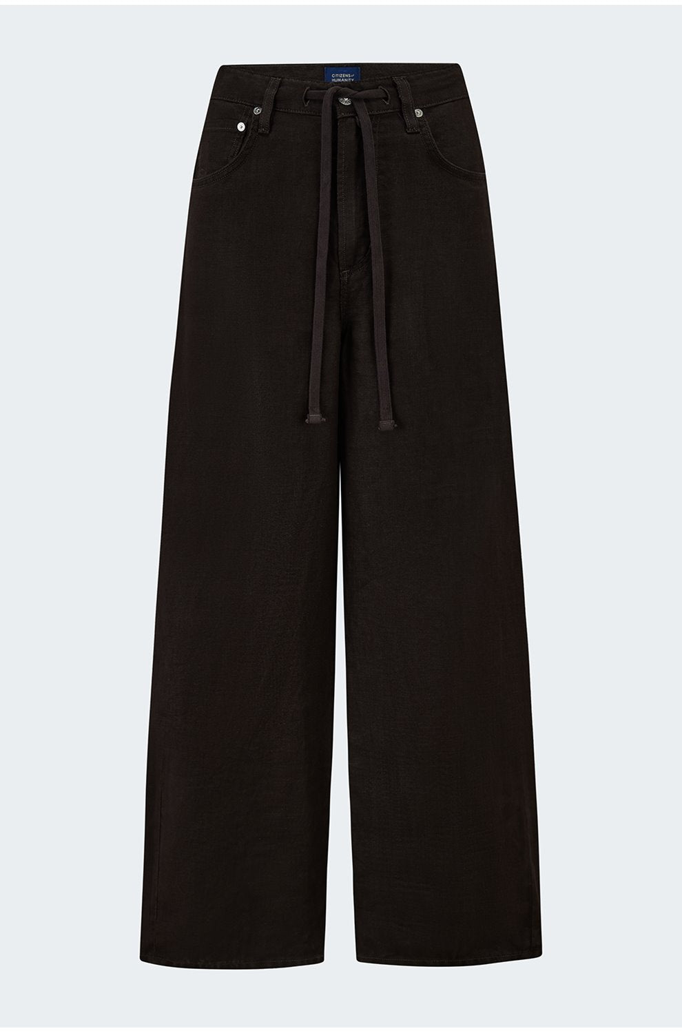 Brynn Drawstring Linen Trouser in Chocolate
